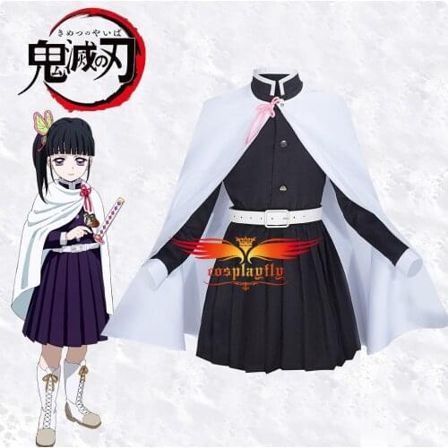Anime Demon Slayer Tsuyuri Kanao Cosplay Costume Shirt Skirt Cloak Hairpin Belt Kids Women Adult Outfits for Children Halloween