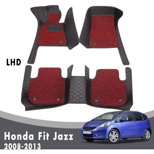 Car Floor Mats Carpets For Honda Fit Jazz 2013 2012 2011 2010 2009 2008 Luxury Double Layer Wire Loop Interior Accessories Rugs