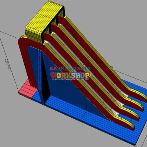 Large Extended multi-channel high inflatable water slide