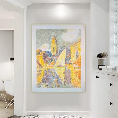 Citon Paul Signac《The Port,Saint Tropez》Pointillism Canvas Oil Painting Artwork Poster Picture Wall Decor Home Decoration