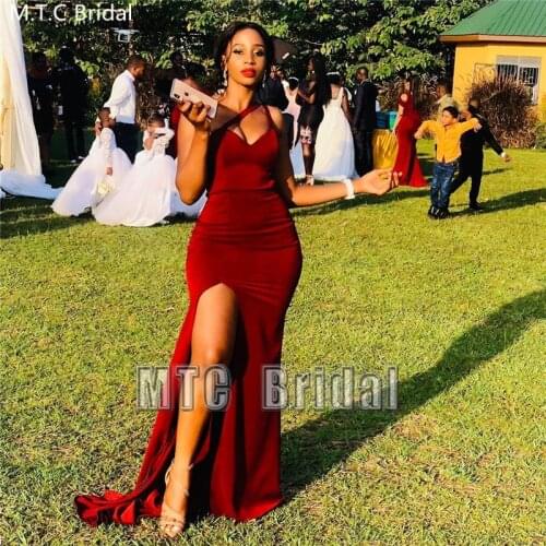 Burgundy Long Bridesmaid Dresses Mermaid One Shoulder African Best Women Gowns Plus Size Maid Of Honor Wedding Party Dress