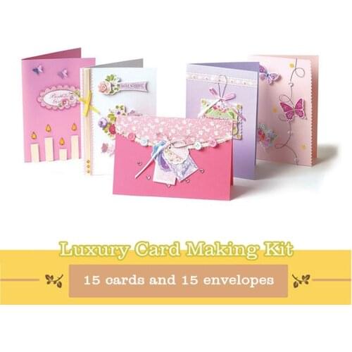 ENO Greeting diy 15 blank cards with envleopes scrapbooking card making set paper die cuts ribbon embellishment