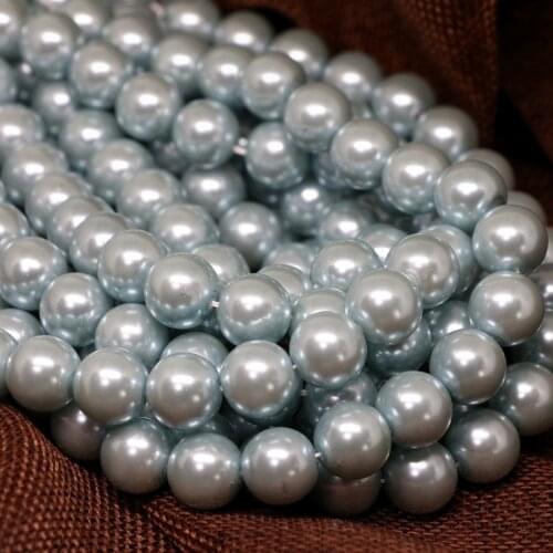 Hot sale wholesale retail light sky blue imitation round shell pearl beads 4-14mm factory outlet fashion jewelry 15inch B1606