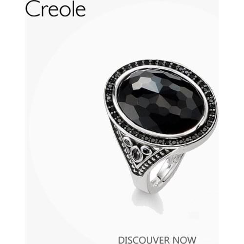 Cocktail Rings Oval 925 Sterling Silver Gift For Women & Men Europe style Heart Rebel Faceted Crystal Ring Fashion Jewelry