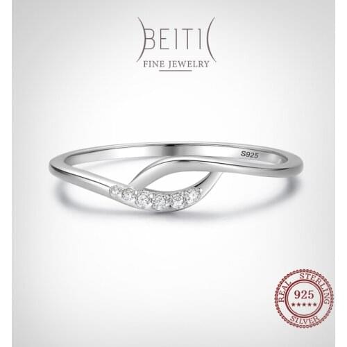 Beitil Real 925 Sterling Silver Simple Interwoven Line CZ Finger Ring For Women Girls Anti-allergy Fine Jewelry Gifts