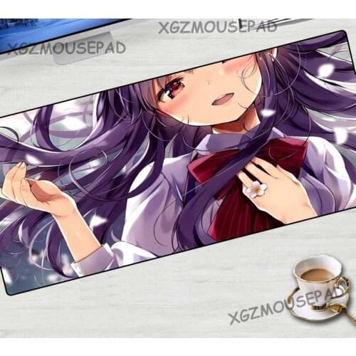 XGZ Japanese Popular Anime Extra Large Mouse Pad Black Lock Egde Cute Girl Computer Desk Mat Fabric Non-slip Rubber Stripe
