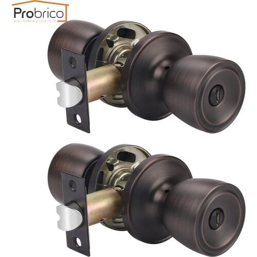Probrico round door handles locks for Interior doors front back wooden gate Knobs lock keyless bedroom bathroom door locks