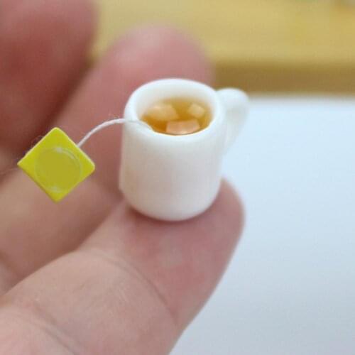 Mugs 1:12 Dolls House Miniature Cups Set Direction Furniture Toys Plactic Coffee Tea Cups Dollhouse Accessory White