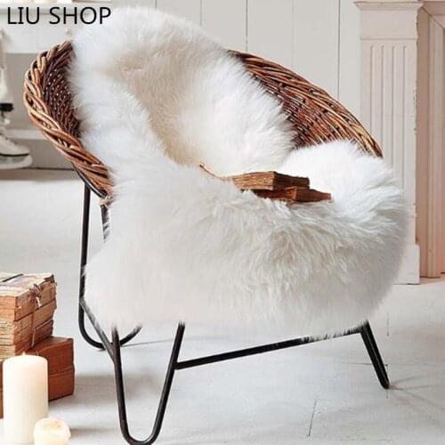 LIU Artificial Skin fur Carpet Long Faux Fur SHEEP RUG Chair Seat Sofa Cover Mat Area Living Bedroom carpet Home Decoration mat