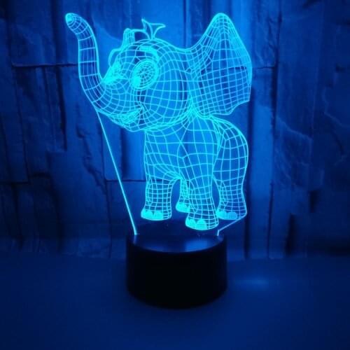 Little Elephant Modelling 3d Night Lamp for Home Bedroom Decor Greative Gift for Kids Children 7 Colors Changing Lighting