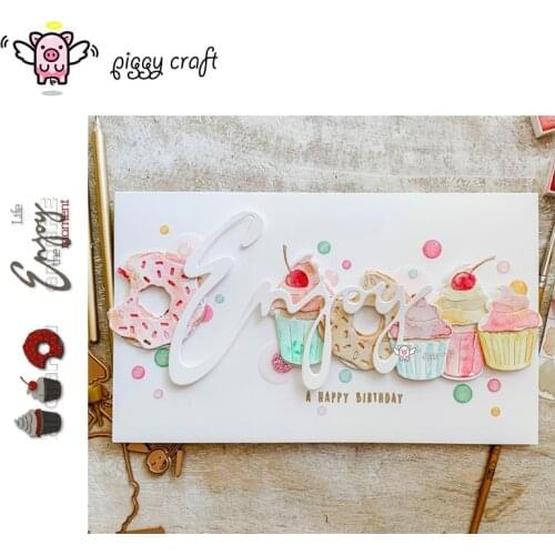 Piggy Craft metal cutting dies cut die mold Enjoy letter cupcake donut Scrapbook paper craft knife mould blade punch stencils