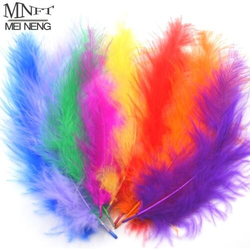 MNFT 50pcs Multiple Colors Cambo Turkey Marabou Feathers Imitate Insect Hooks Pesca/Fly Fishing Tying Material Lure Making