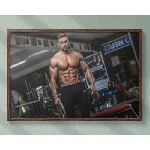 Fitness Bodybuilding Man Strong Muscles Exhibition Healthy Body 18 Wall Sticker Silk Fabric Poster Art Indoor Decor Bright