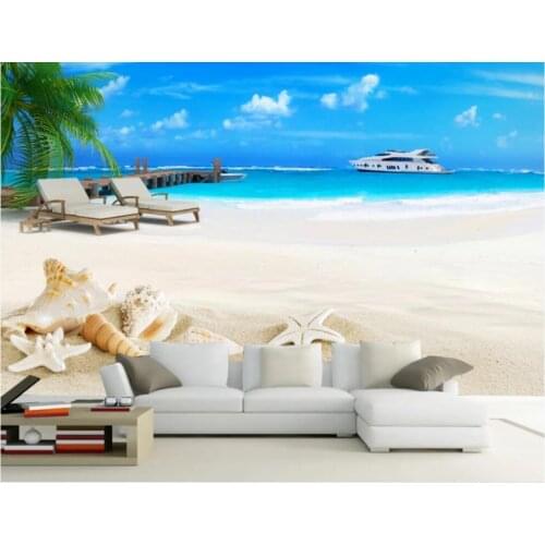 Custom any size mural on the wall wallpaper 3d Seaside beach shell scenery home decor photo Wallpaper in the living room