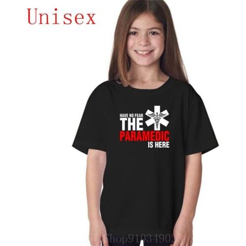 Have no fear The paramedic is here white boys t shirts girls tops kids clothes teen girls clothing children clothes boys