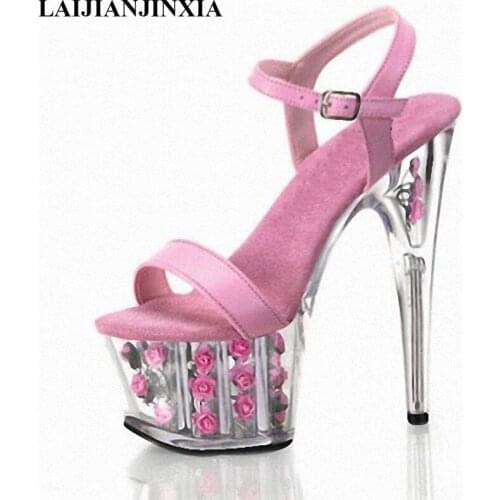 New 15cm special price rose decoration high heel sandals, heels model props appeal, heel Dance Shoes