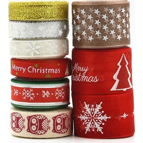 9styles mixed) 18yards Printing Grosgrain Christmas Ribbons Party Decorations Gifts Bouquet Wrapping Materials Bow DIY Ribbons