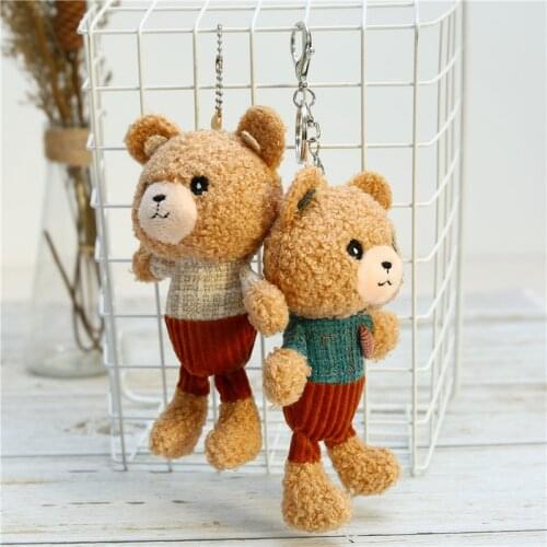 New popular Soft cute little bear pendant Keychain car Decorate good quality baby toy Soothing doll christmas funny gift
