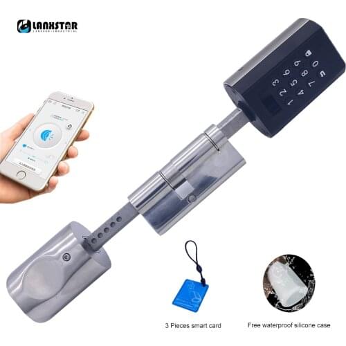 LANXSTAR Adjustable Smart Electronic Lock Unlock By Password Bluetooth Hardware Lock Keyless EURO Lock Cylinder
