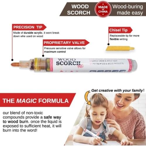 Wood Burning Pen Scorch Pen Marker Pyrography Pen Wood Burned Marker Pen for DIY Projects Fine Tip 0.12in