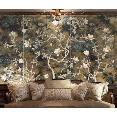 Hand Painted Dark Flower Bird Wallpaper Mural for Living Room Contact Paper 3d Photo Wall Paper Home Wall Decor Wallpaper 3d