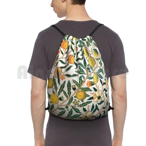 Fruit Or Pomegranate-William Morris Backpack Drawstring Bag Riding Climbing Gym Bag William Morris Floral Pattern Morris