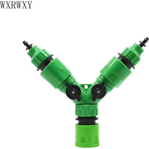 Garden Irrigation 2 way tap 1/4" HOSE Telescopic quick connector 3/4 Female irrigation valve 8/11 splitter watering up tap 1SET