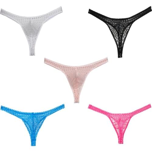 Sexy Lace Bikini Mens Thongs Fashion G-Strings See-Through Male Thong Underwear Men Jockstrap Tanga Gay Underpants