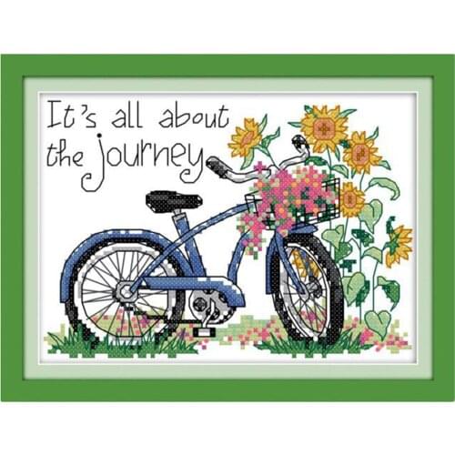 Stamped Cross Stitch Kits With Printed Pattern - Bicycle Journey, for Embroidery Art Cross-Stitching Lover