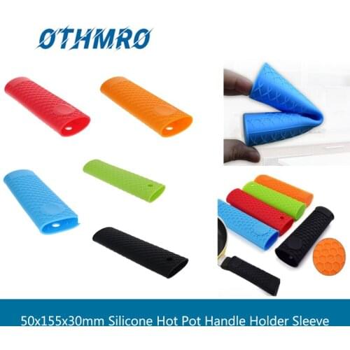 MroMax 6.1-inch Long 50x155x30mm Silicone Hot Pot Handle Holder Sleeve Pan Pot Handle Cover 2/3/4pc home kitchen colorful Handle