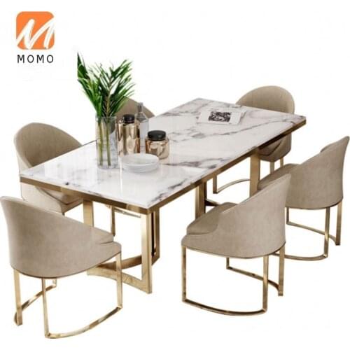Scandinavian marble dining table and chair combination light luxury post-modern minimalist restaurant home risotto table