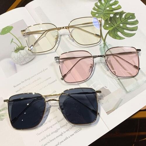 2021 New Fashion Retro Woman Sunglasses Men Big Frame Square Metal Sun Glasses Classic Brand Design Sun Eye Glasses Uv400