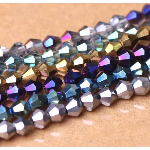 Glass Czech Beads For Needlework AAA 2/3/4mm Bicone Crystal Loose Plated Spacer Beads For DIY Jewelry Findings Fit Bracelet