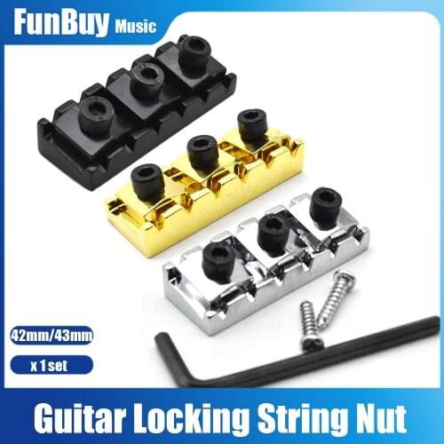 42MM 43mm Guitar Tremolo Bridge Locking Nut Electric Guitar Locking String Bridge Nut Black Gold Chrome