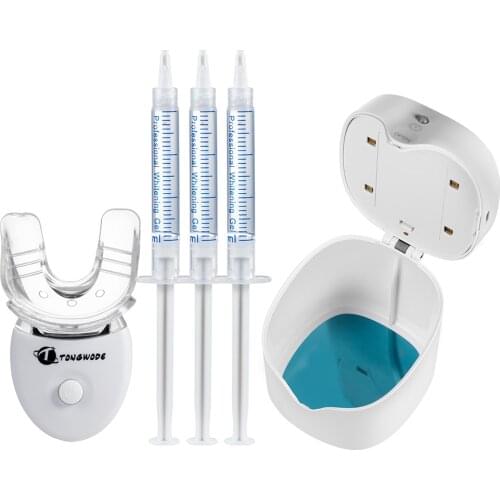 Teeth Whitening Led Light with Whitening Gel Pen Kit Oral Care Teeth Bleaching System with Dental Tool UV Light Sterilizer Box