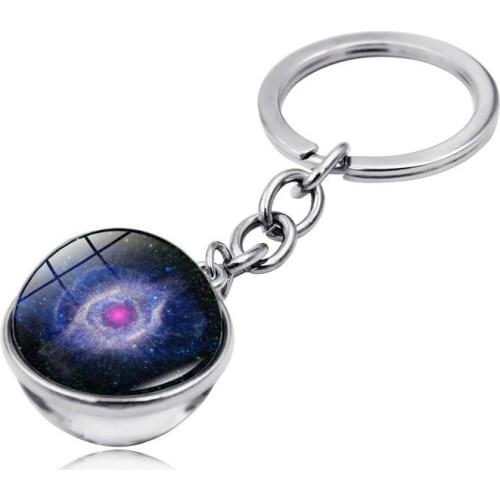 Universe Transporrt Keychain Trendy Solar System Art Picture Glass Ball Key Chain Moon Earth Double Side Pendant Jewelry