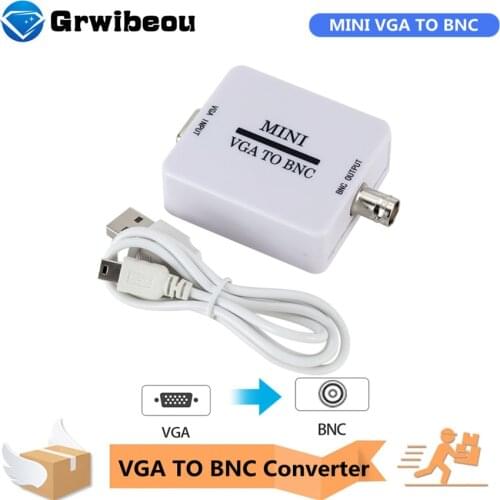 Grwibeou BNC to VGA Video Converter Box Composite VGA to BNC Adapter Conversor Digital Switcher Convertor Box For HDTV Monitor