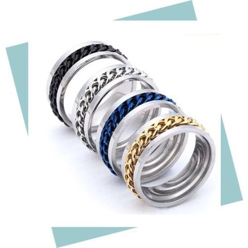 Titanium Steel Rotatable Chain Rings for Women Men Spinner Ring Multifunctional Chain Ring Men Bottle Opener Ring