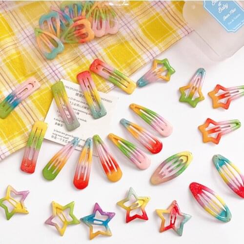 Gradient Rainbow Color Geometric Hairpins Gift Women Girls Kids Children Hair Clips Pin Barrettes Accessories Hairclip Headdress