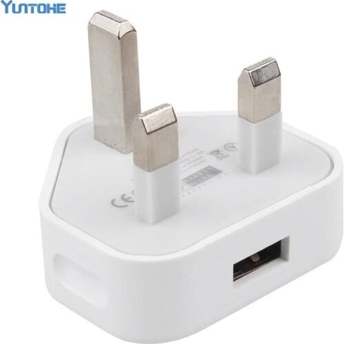 100pcs White Full 5V 1A UK Plug Wall Charger AC Adapter High Quality 1000MA USB Travel Adapter for iPhone 4 5 6 6s plus 7 8 X