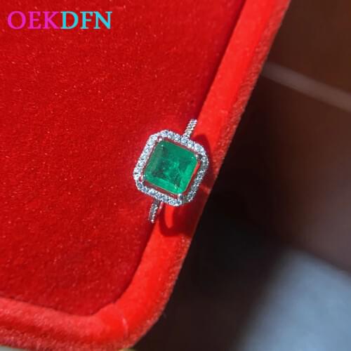 OEKDFN Vintage 100% 925 Sterling Silver Rings Women Emerald Moissanite Gemstone Birthstone Wedding Engagement Ring Fine Jewelry