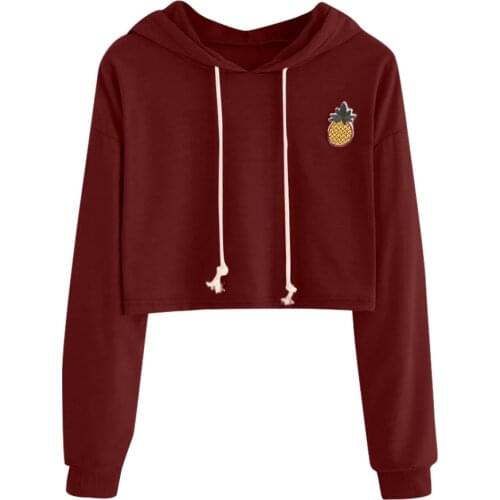 Winter Casual women Hoodies Sweatshirts long sleeve Printed pineapple girl Pullovers loose Hooded Female thick coat