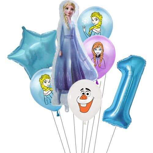 1Set Disney Frozen Elsa OlafFoil Balloons 32inch Blue Number Balls Birthday Party Decorations Baby shower Air Golos Kid Love toy