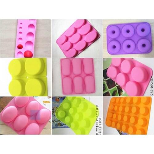 10 pcs Silicone chocolate mould ice cube tray donut circle mold baking tools round holee oval cylinder series