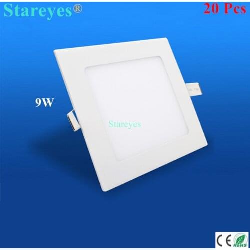 Free shipping 20 pcs Square LED Panel Lights 9W AC 85-265V 145mm 810 lm SMD 2835 lamp spotlight bulb led ceiling lighting