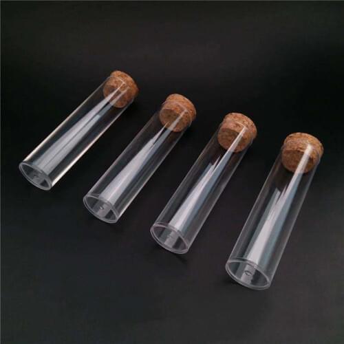 50pcs/pack 25*95mm Flat bottom Clear Plastic Test Tube Ttransparent Test-tube Tea Packing Tube With Cork