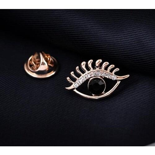 Innovative Fascinating Small Eye Rhinestone Gold-color Brooches for Women Brooch Pins Jewelry
