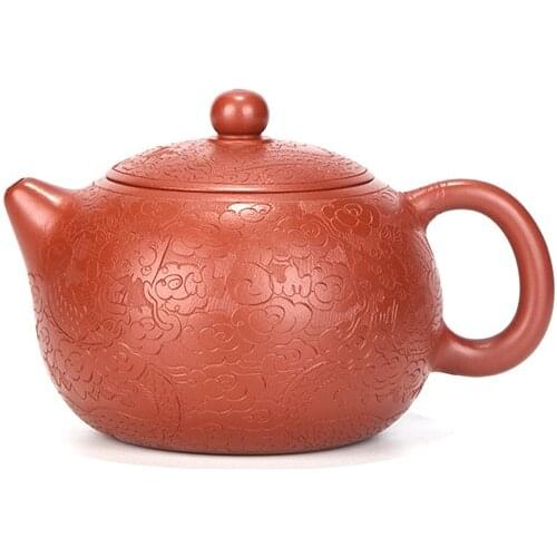 Dahongpao Carved And Painted Dragon Xishi Teapot Zisha Teapot Yixing Handmade Pot Kung-fu Teaware Purple Clay Drinkware Puer