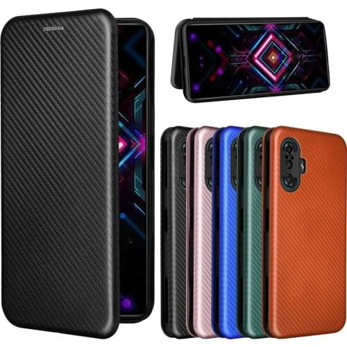 For Xiaomi Poco F3 GT Case Luxury Flip Carbon Fiber Skin Magnetic Adsorption Case For Xiaomi Redmi K40 Gaming Phone Bags