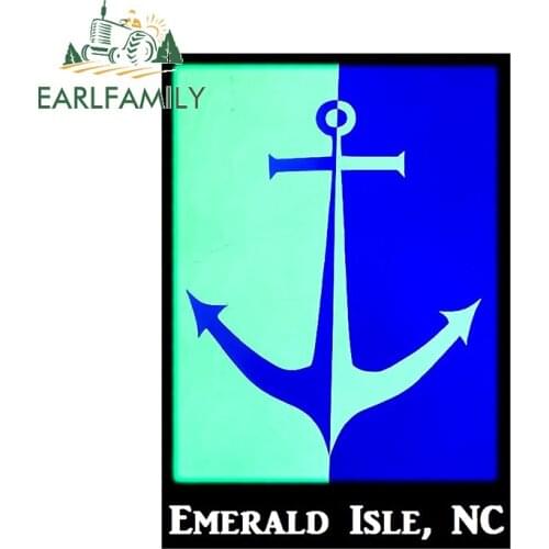 EARLFAMILY 13cm x 9.3cm for Emerald Isle NC Anchor Vinyl Car Stickers Creative Suitcase Decoration Motocycle Helmet Decal